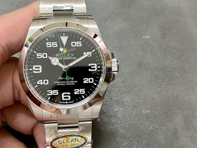 Clean Factory Rolex Air-king 3230 Black Face Watch 40mm